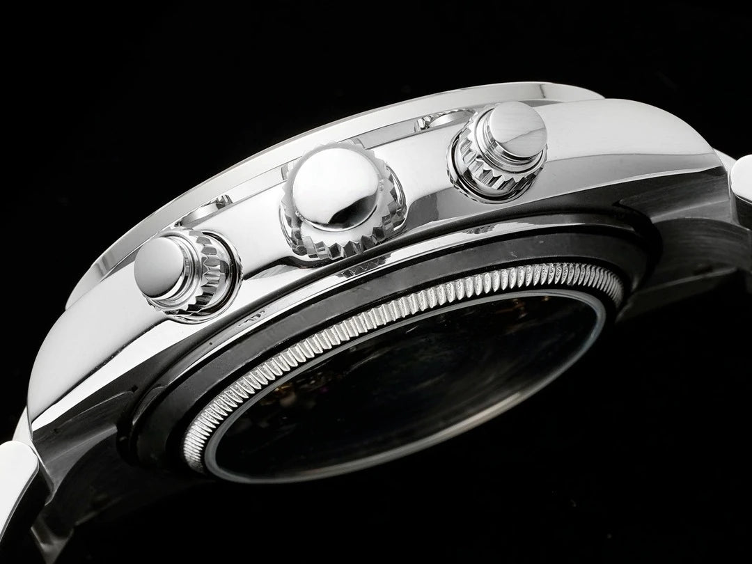 Stylish High Quality Stainless Steel Mechanical Watch Sapphire Crystal Automatic Chronograph for Daily Business Wear Watch