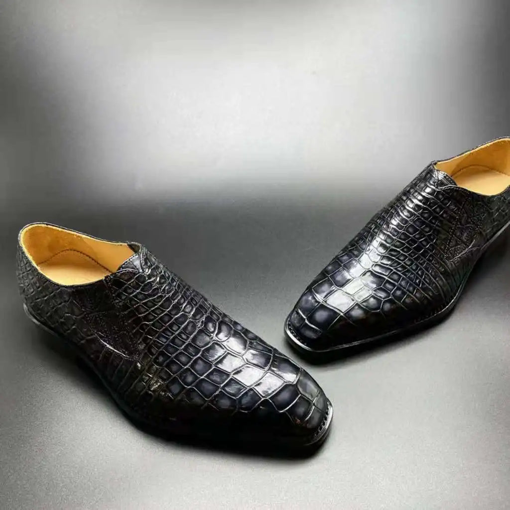 Luxury Alligator Skin Branded Shoes Men Slip-on Business Loafer Shoes for Men Pure Crocodile Leather Goodyear Men's Dress Shoes