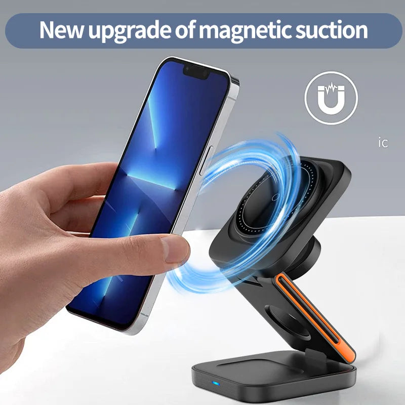 Power bank charger-Trending Products 2025 New Arrivals Phone Watch Earphone Station Mini Travel Power Bank 3 in 1 Foldable Wireless Charger Stand Tidesmit
