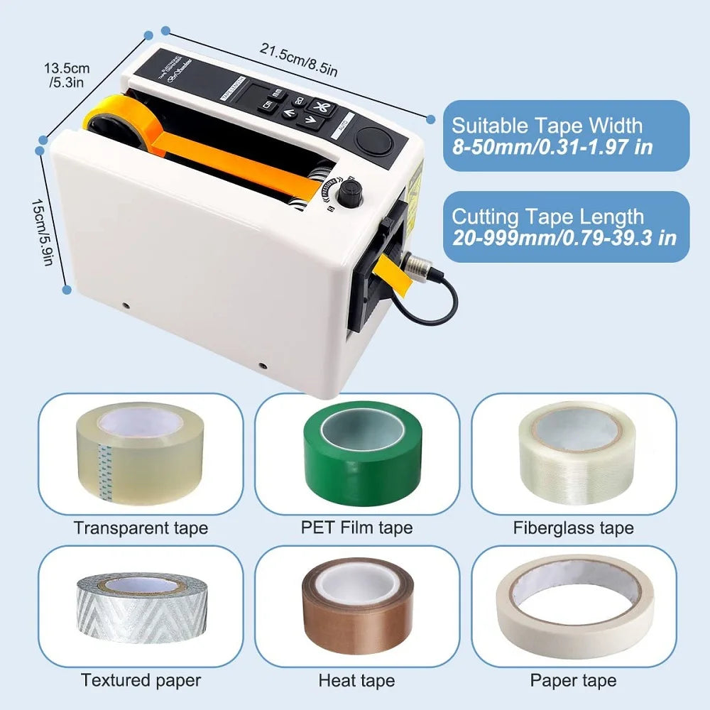 M-1000 Electric Tape Dispenser CE Certification for Apparels Commodities Paper Plastic Film Bottles Cans Cartons Machine