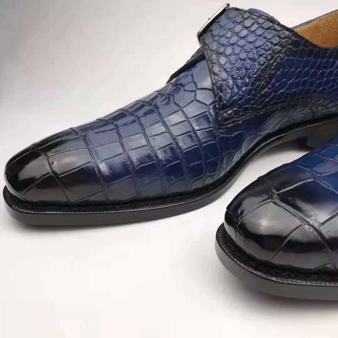 Goodyear Genuine crocodile Leather Men's Shoes 47 alligator Watch Strap Mens Custom Shoes Customized Monk Strap Party Shoes Men