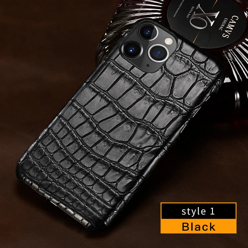 Crocodile Leather iPhone Case: Military-Grade Shock Protection black 1 Tidesmit