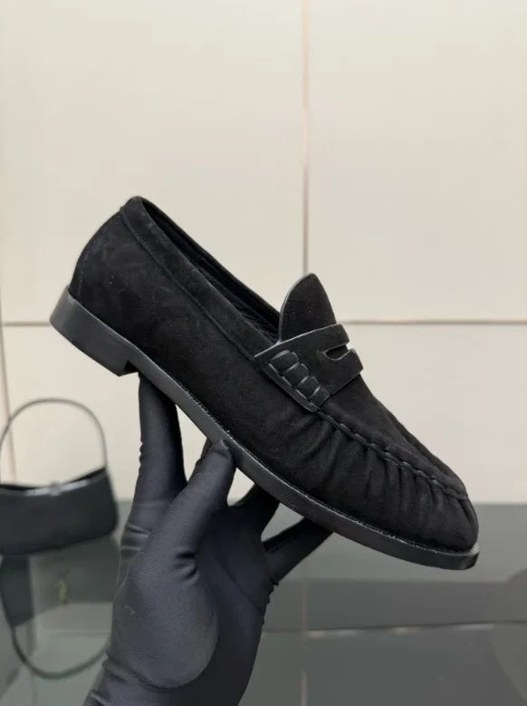 Women's Genuine Leather Loafers Ruched Backless Mules Comfortable Flat Slip-ons Soft Casual Walking Shoes Spring Slides