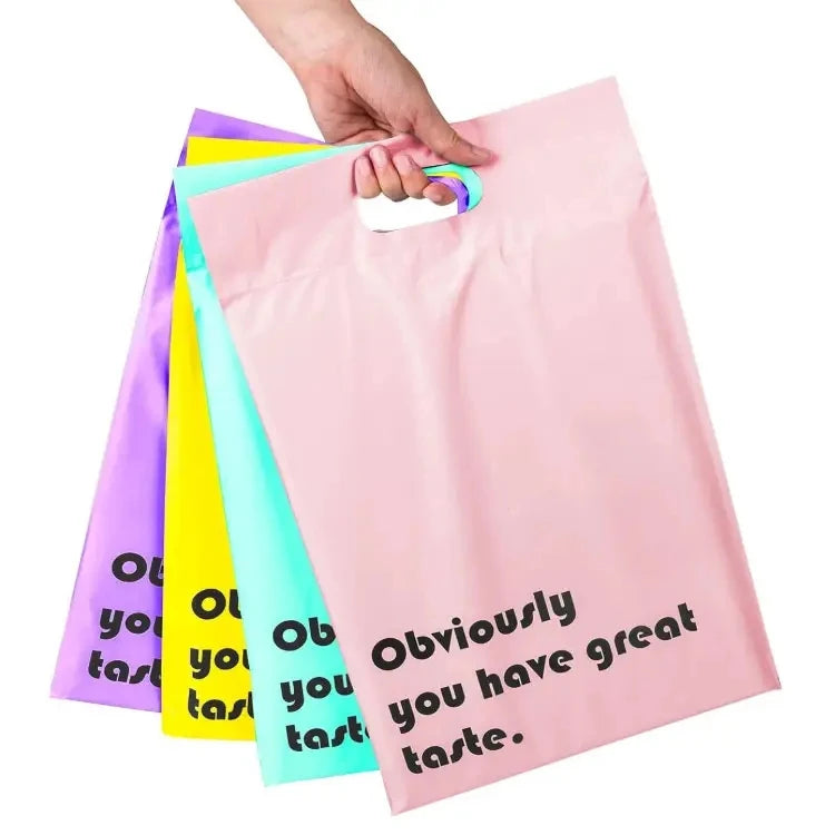 GDCX Pink Packaging Supplies Poly Mailers With Handle Large Thank You Bag Poly Mailer Clothing Courier Packages 10x13 Polymailer