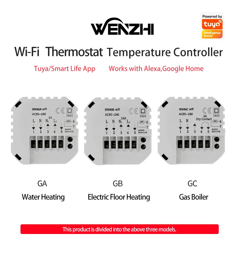 WiFi Thermostat Temperature Controller Water/Electric Floor Heating Gas Boiler 25A Smart Life Tuya Control Alexa Google Home
