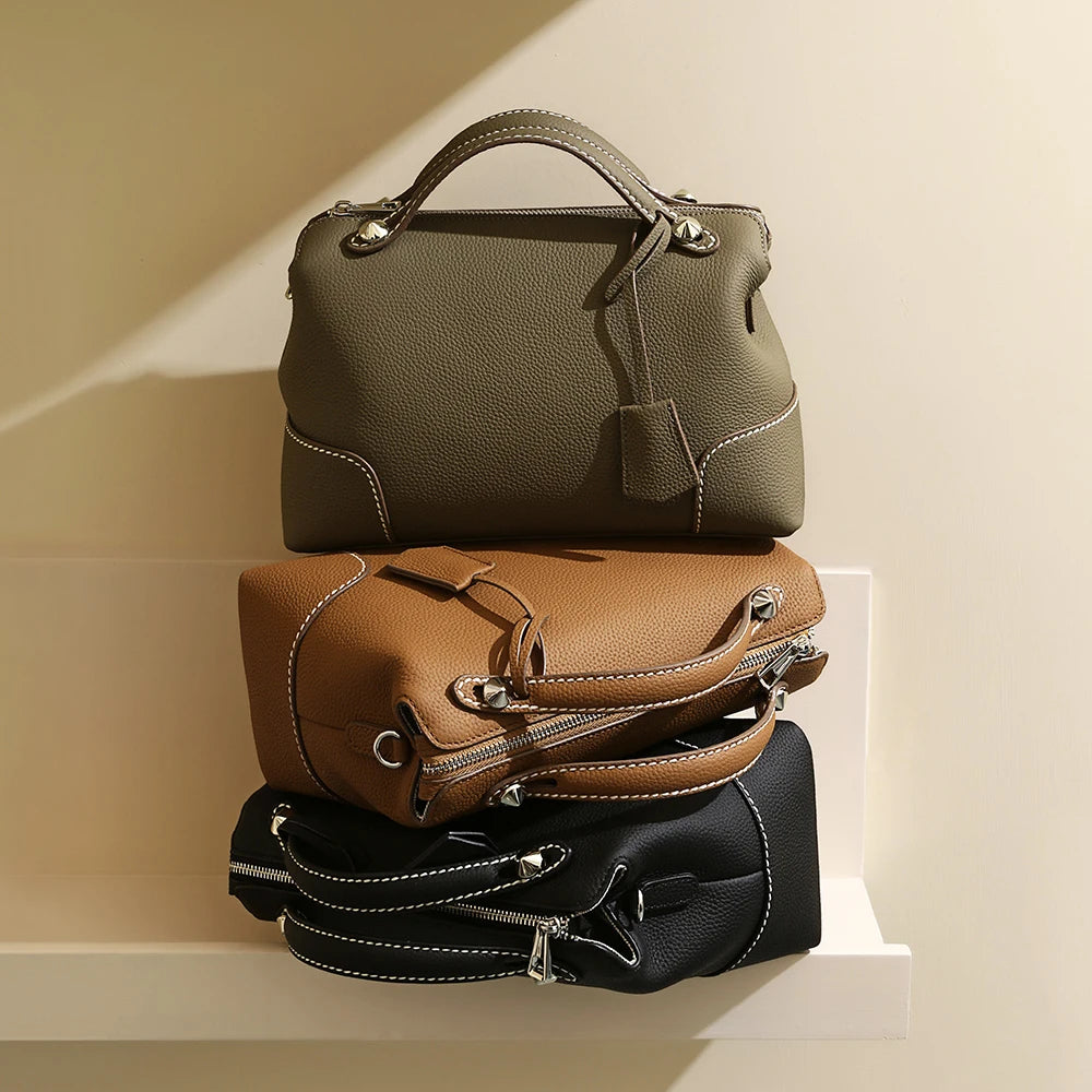 Manufacturer OEM Lady High Quality Top-grain Cowhide Vintage  Genuine Leather Designer Women Luxury Handbags