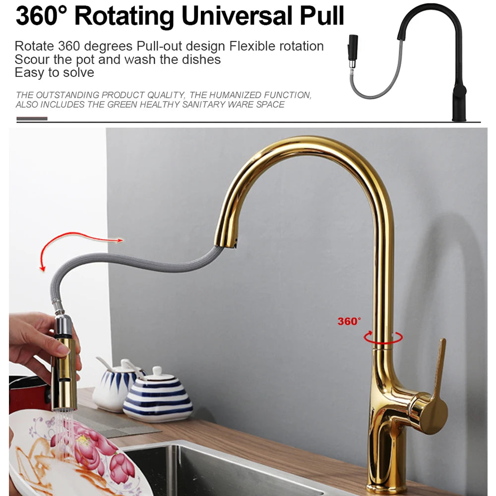 Bagnolux Titanium Black Brushed Deck Mounted Kitchen Faucet Two Function Single Handle Pull Out Mixer Hot and Cold Water Taps