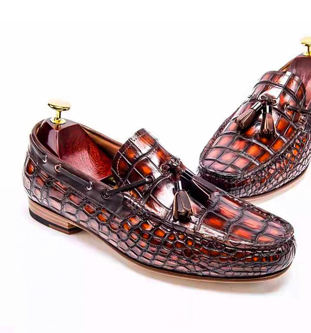 Top Quality Goodyear Size 41 Loafers Shoe Fancy Pretty alligator Skin Official Men's Shoes Loafers crocodile Leather Shoes Men