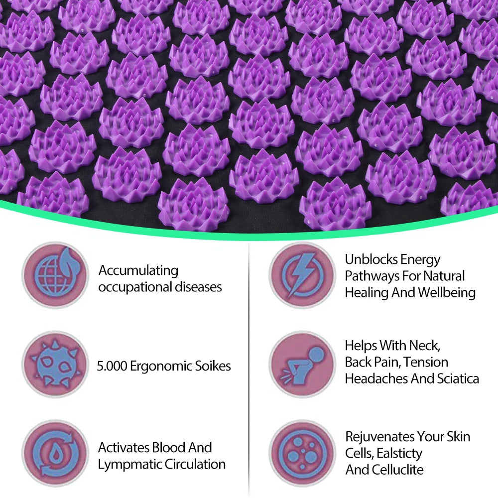 Acupressure Massage Mat for Back and Neck Pain Relief - Tidesmit Back Massage Instrument Tidesmit