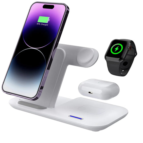 2025 Multifunction Foldable Wireless Charger 15W 3 in 1 Fast Portable Charging Station for Mobile Phone/earphone/watch Tidesmit