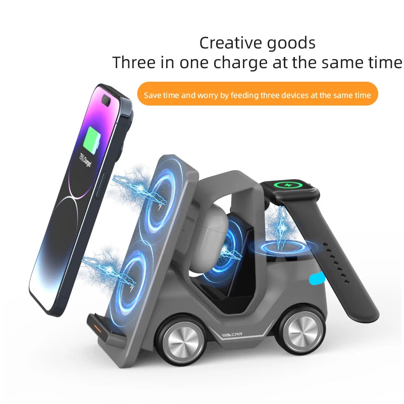 Portable 3 in 1 Wireless Charger Multifunction15W Wireless Phone Charger for Smartphone iphone Charger Tidesmit