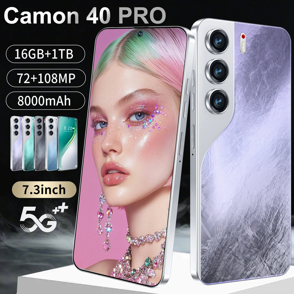Tidesmit Camon 40 Pro 5G smartphone with Snapdragon processor 16GB RAM 1TB storage and US plug in elegant design