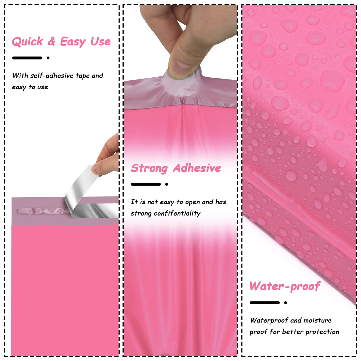 10x13 Inch 100 Pieces Pink Poly Mailers Waterproof Self-Sealing 2-Day Shipping 5-Day Delivery for Apparel Small Businesses