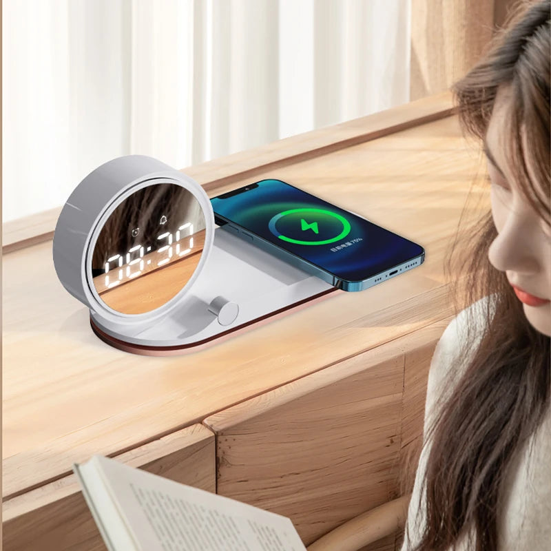 Power bank charger-Dropshipping Products 2025 Usa 15w Wireless Phone Charger with Clock 3 in 1 Wireless Charger With Night Light Custom Logo Hot Tidesmit