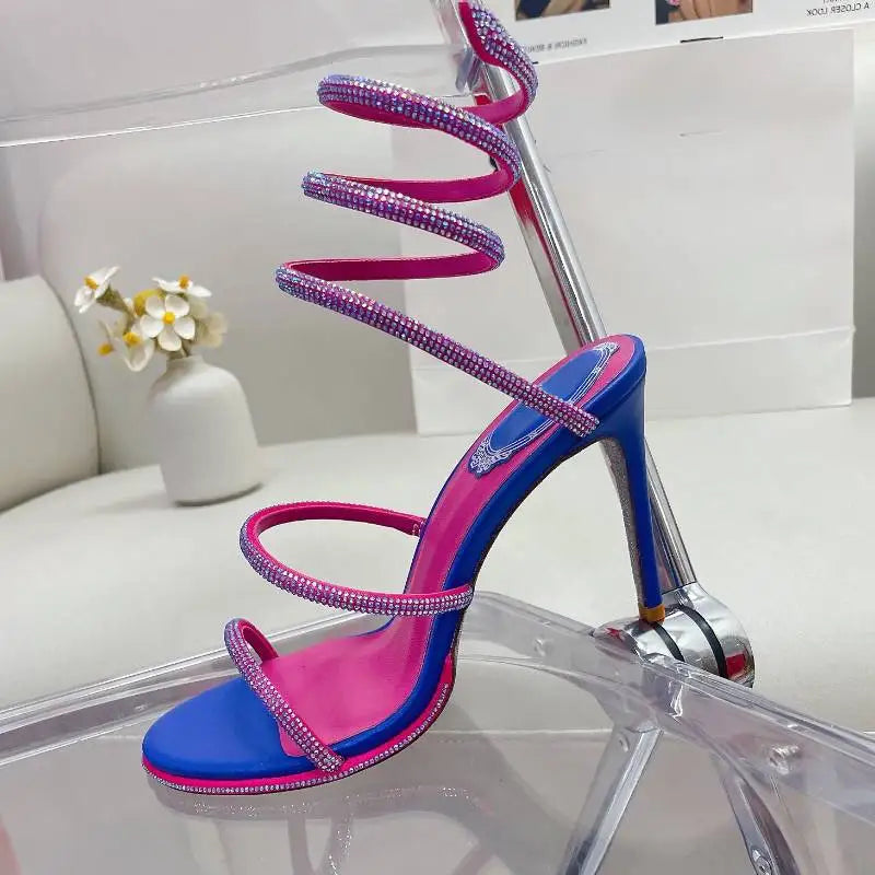 2023 Talon De Mariage Real Leather Silver Sole Wrap Around Luxury Heels for Lady