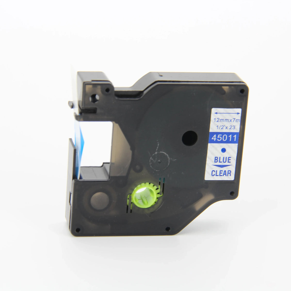 Thermal label cassette cartridge, black with blue CLEAR/BLUE label stripe