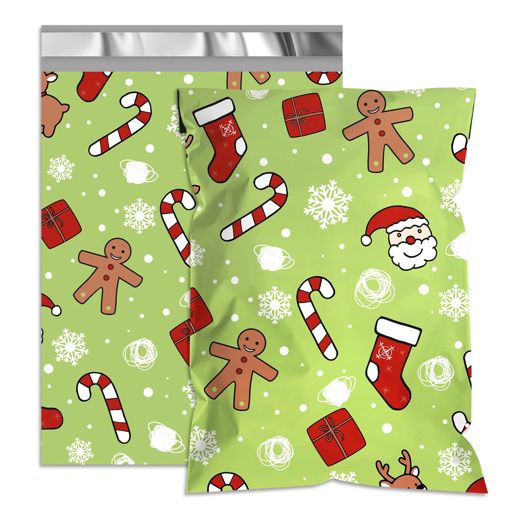 Poly Mailers 10*13 Inch 100Pack  Christmas Green Gift Shipping Bag Thickness Waterproof and TearResistant Mailing Envelope