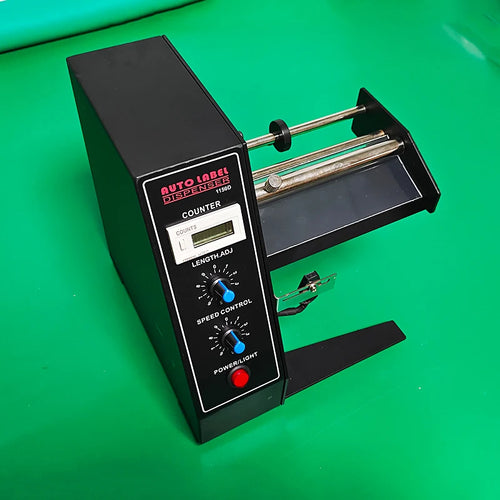 Automatic label dispenser machine with control panel and label counter