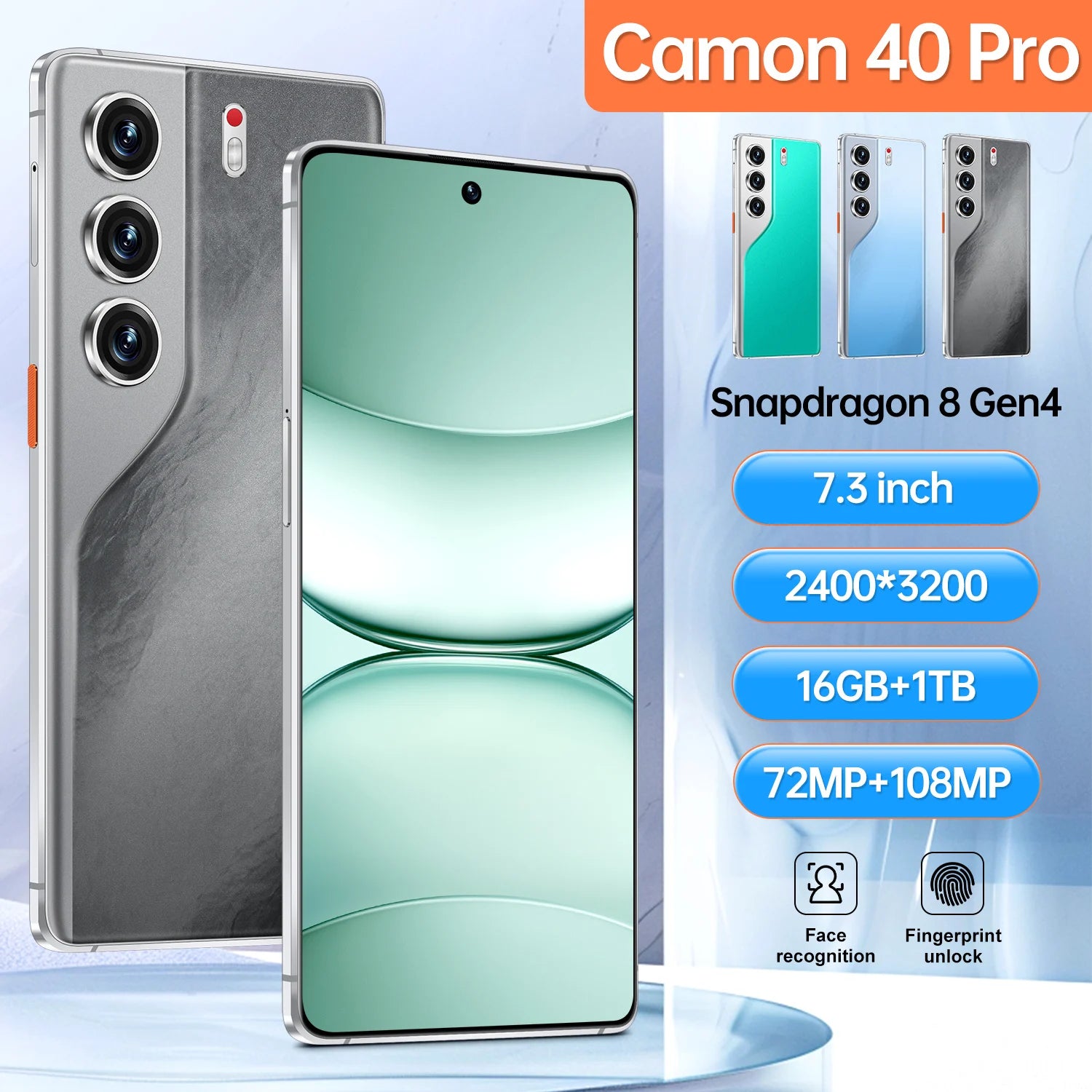 Global 5G Camon 40 Pro 108MP Rear Camera 16GB+1TB Dual SIM Mobile Phone with 4K Screen Resolution New Arrival 5G Smartphones - Tidesmit