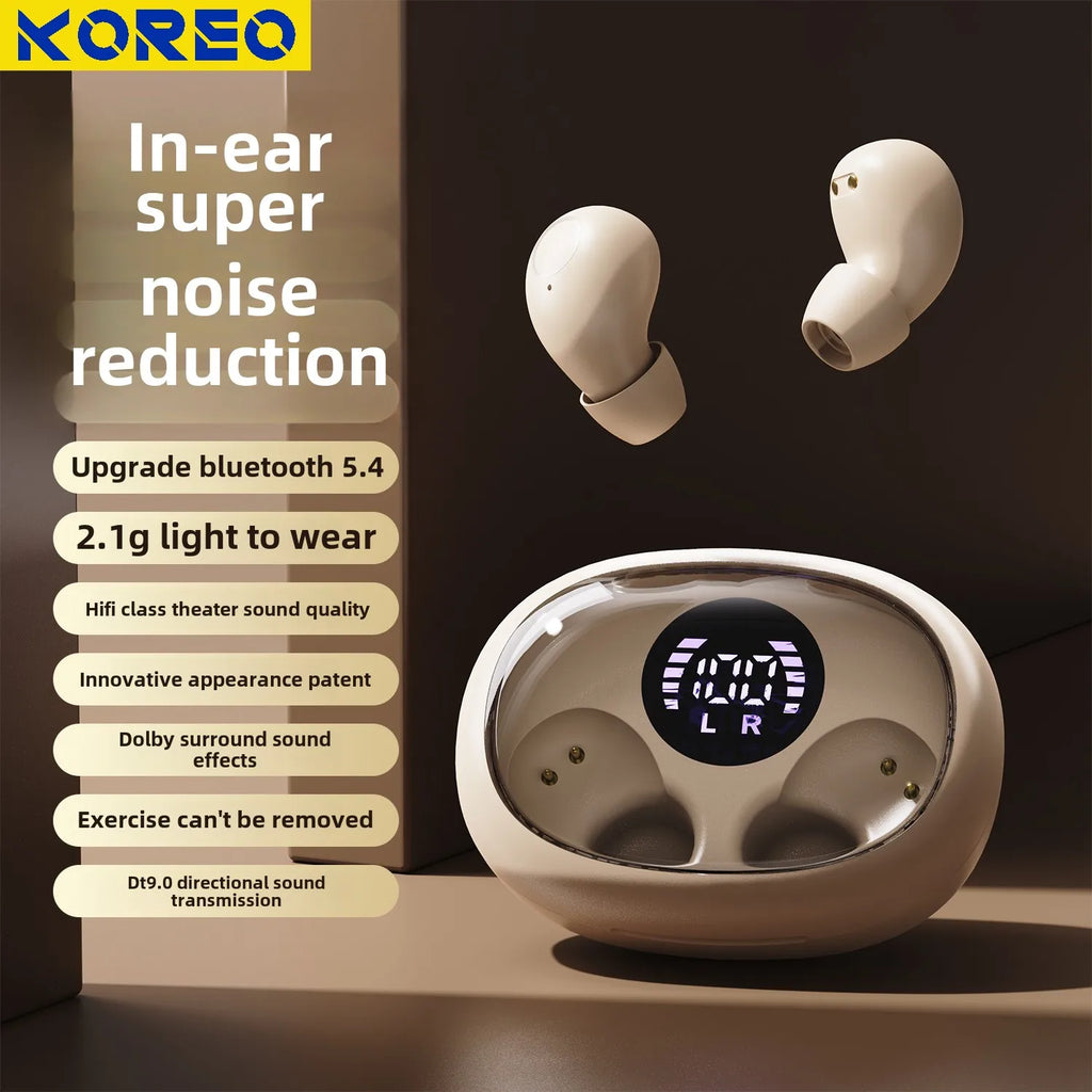 Mini Wireless for Bluetooth Earbuds Long Battery Life Noise Cancelling LED for Sleep/Work In-Ear Tidesmit