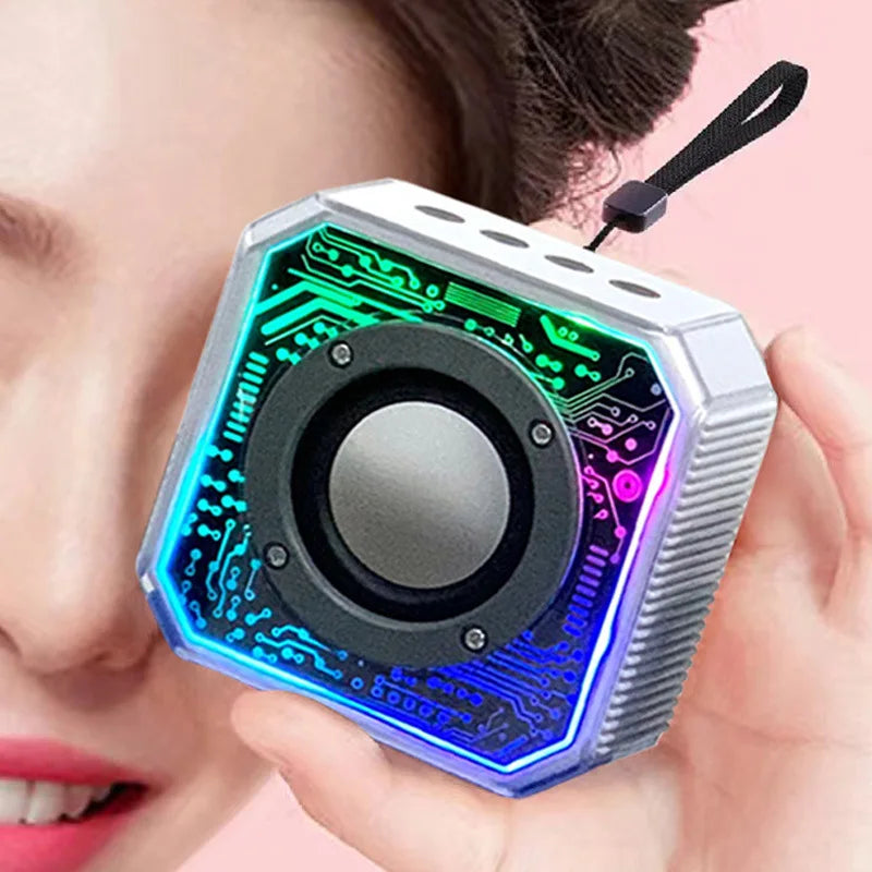 V8 Mecha Bluetooth Speaker RGB Atmosphere Light High-Power 10W Mini Stereo Heavy Subwoofer for Home Car Supports Memory Card My Store