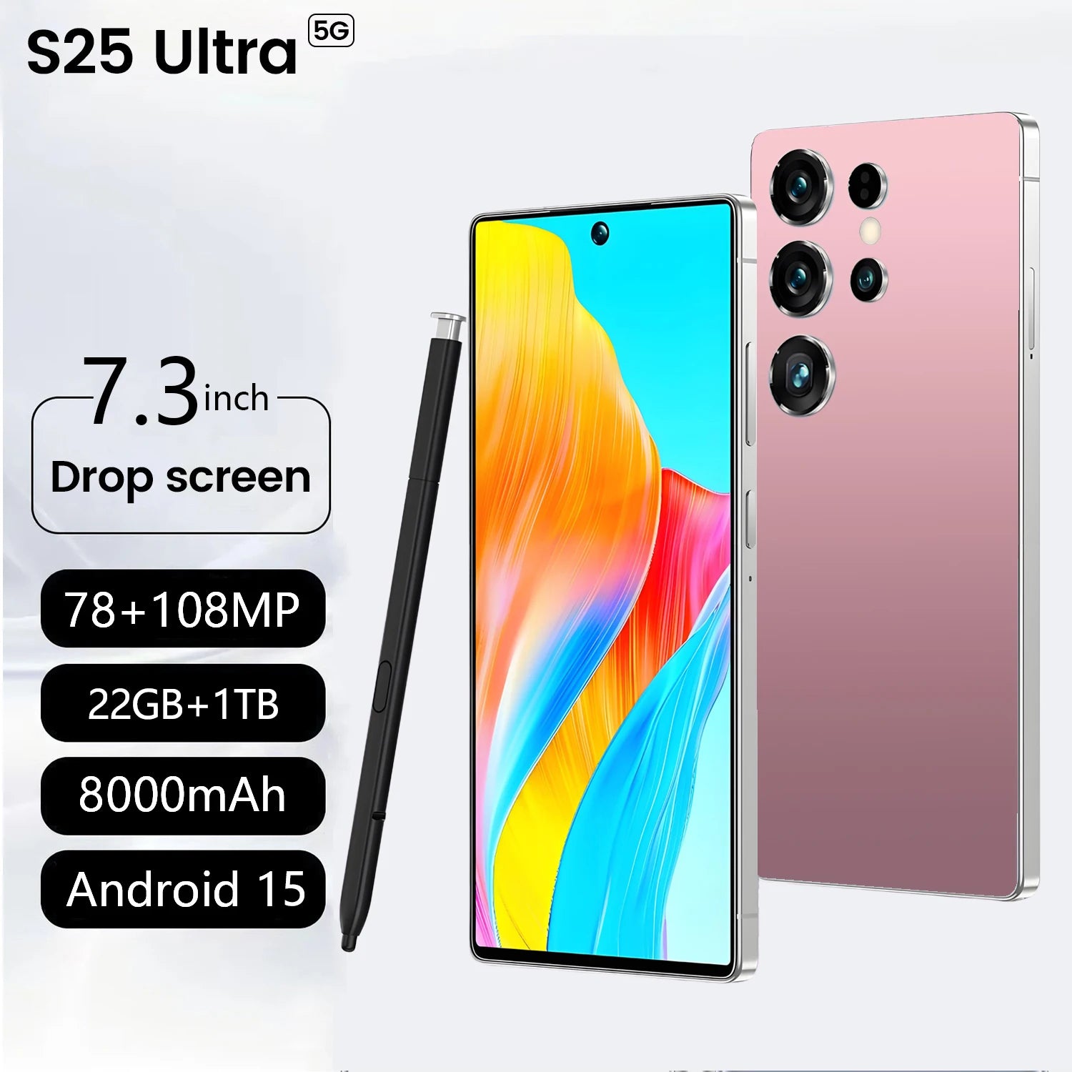 Real High Quality 22+1TB S25 ULTRA 7.3 Inch Smart Phones Wholesale Big Screen 5G Mobile Android Cell Phones Smartphone - Tidesmit