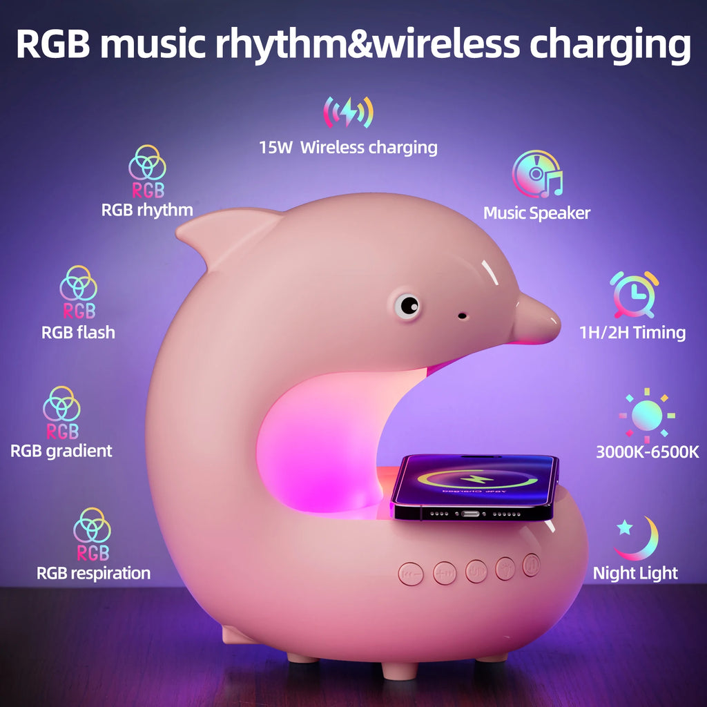 Wireless Charging Phone Music Light Smart Home Decor Desk Lamp RGB Table Lamp USB LED Living Room Bedroom Bedside Night Light Tidesmit