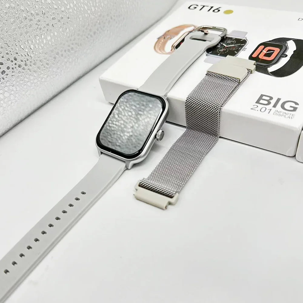 Montre Intelligente Smart Watch GT16 Set with Double Straps BT Call Sante Des Cardiofrequencemetre Fitness Tracker Montres - Tidesmit