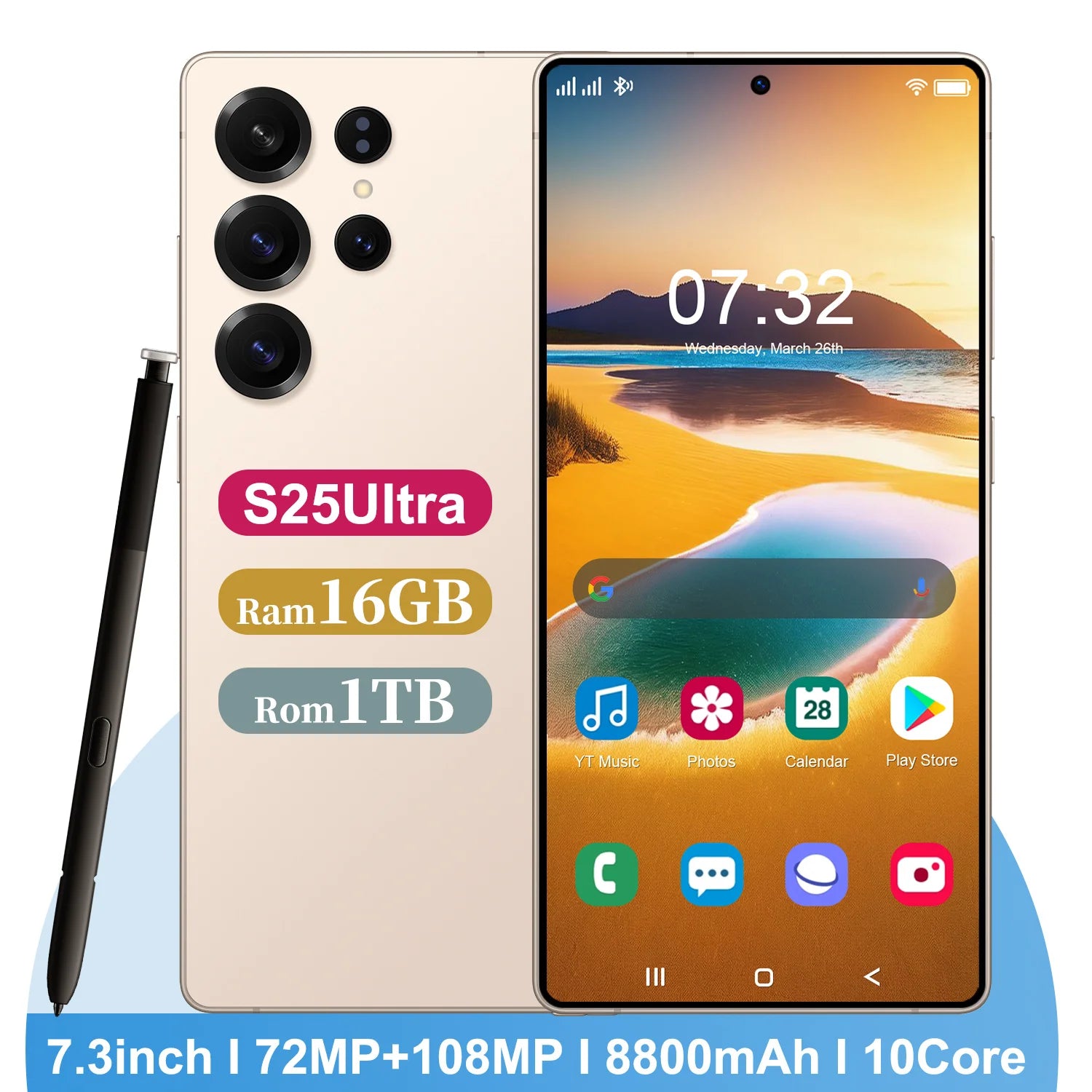 S25 Ultra 5G Smartphone 1TB 16GB RAM Dual SIM 7 Inch OLED Tidesmit