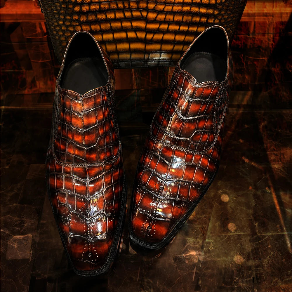 Hot-selling Genuine Crocodile Leather Men's Shoes Slip-on Party Wear Men Dress Shoes Luxury Handmade Designer Shoes Men