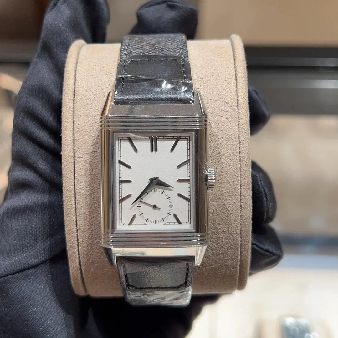 Reverso Luxury Diver Rectangular Dual-Face Flip Dual Time Mechanical Watch 45-Hour Power Reserve 20mm Analog Coin European