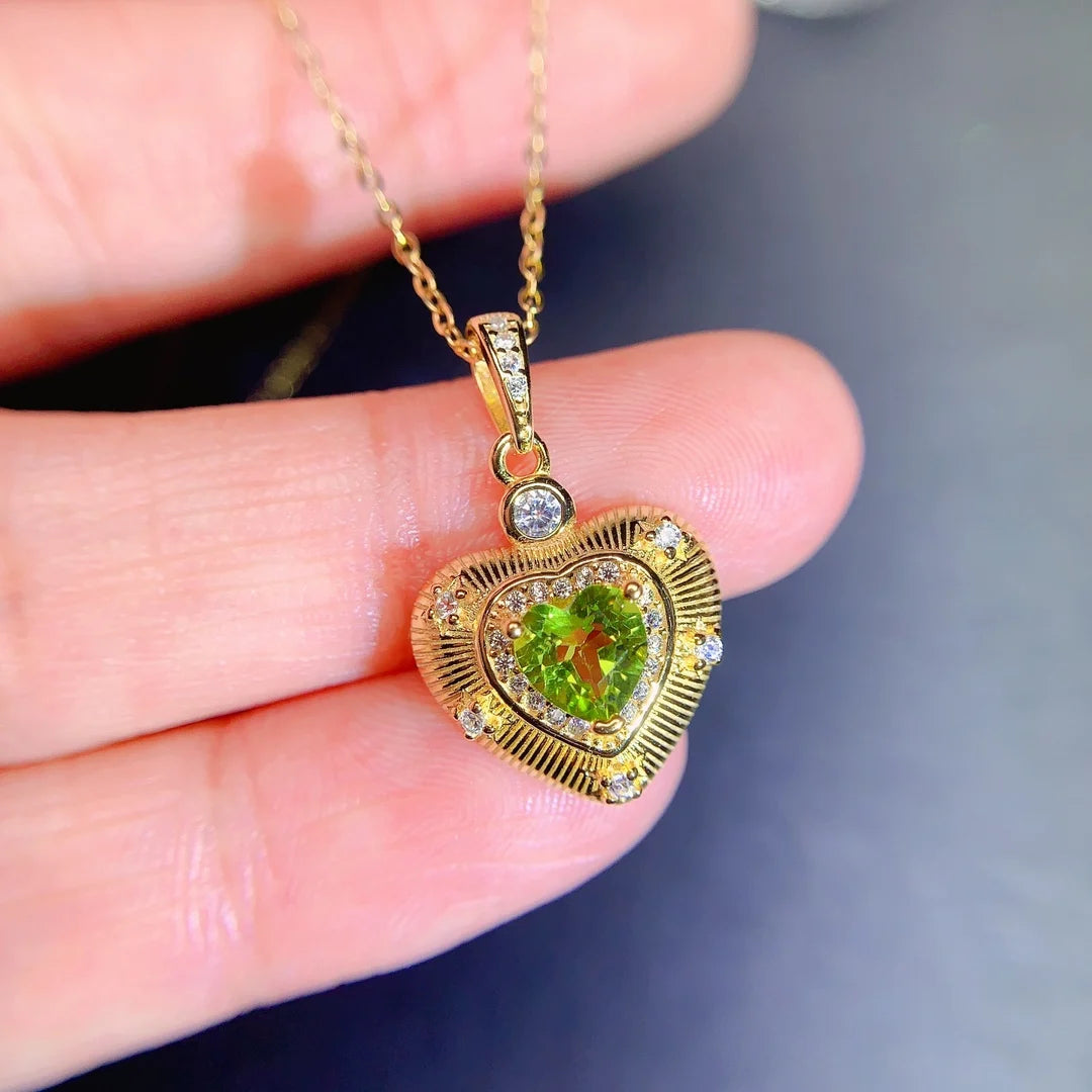 Good Price 925 Sterling Silver Natural Peridot Pendant Fashionable Gift for Women Gold Plated OEM/ODM