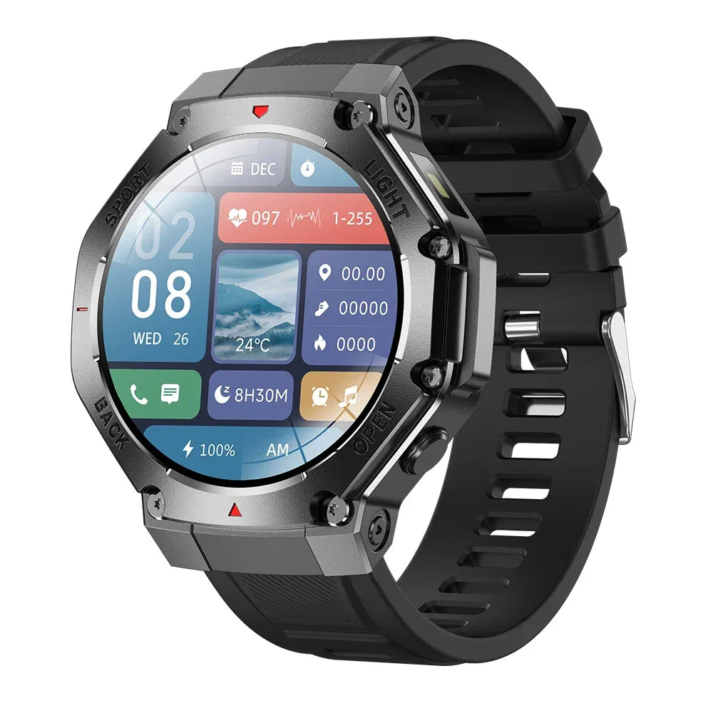 2024 TR3 MAX Men Outdoor Sports Smartwatch 1.53Inch Round BT Call Health Monitoring Smart Watch with Flashlight - Tidesmit