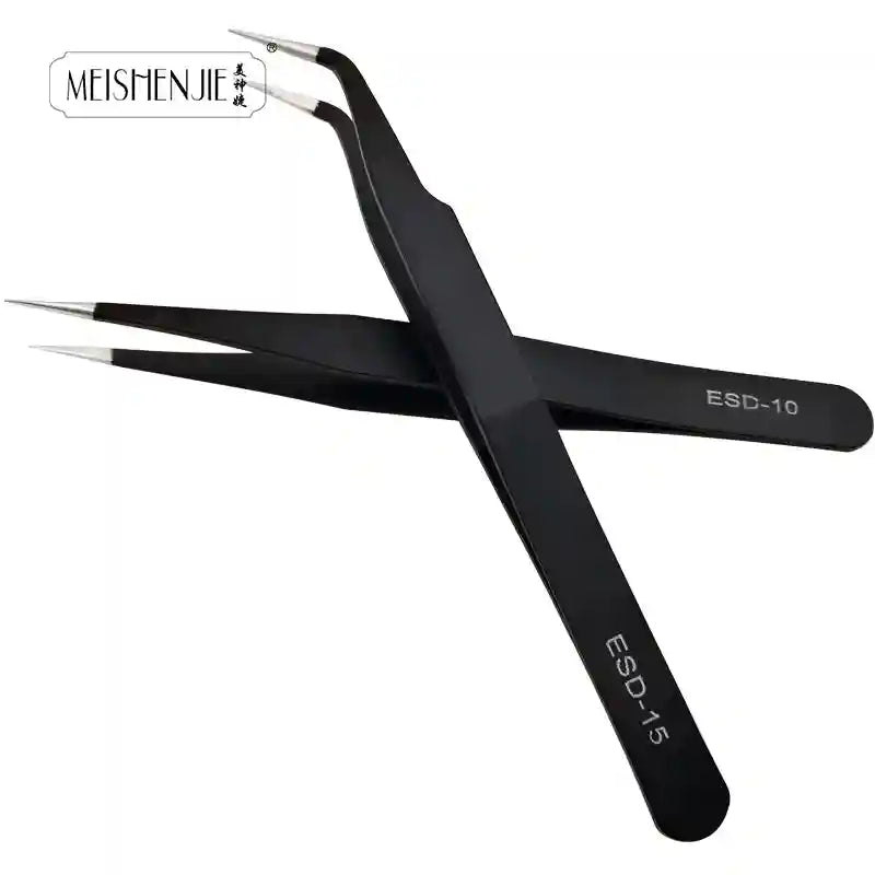 MEISHENJIE 1PC Stainless Steel Curved Straight Eyebrow False Eyelash Tweezers Nail Art Extension Makeup Tool Eeyelashes Tweezers Tidesmit