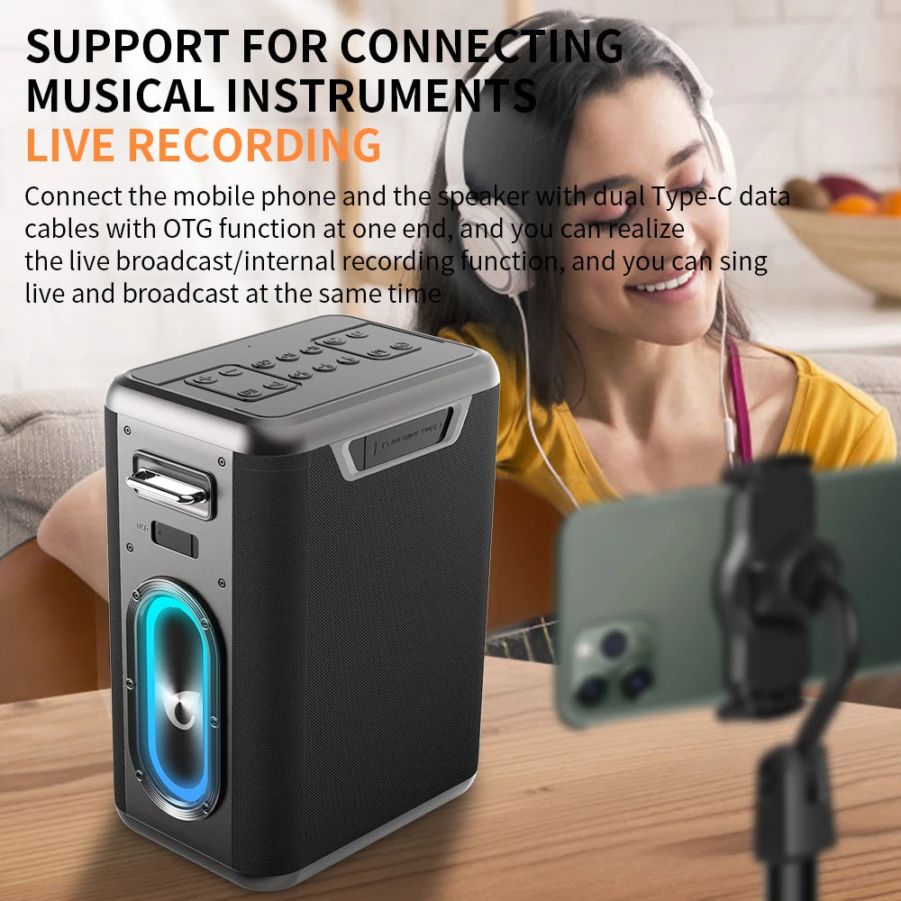 Bluetooth Speaker -400W High Power Karaoke BT5.3 Speaker Portable 360 Stereo Surround Waterproof Wireless Subwoofer with Dual Microphone Boombox