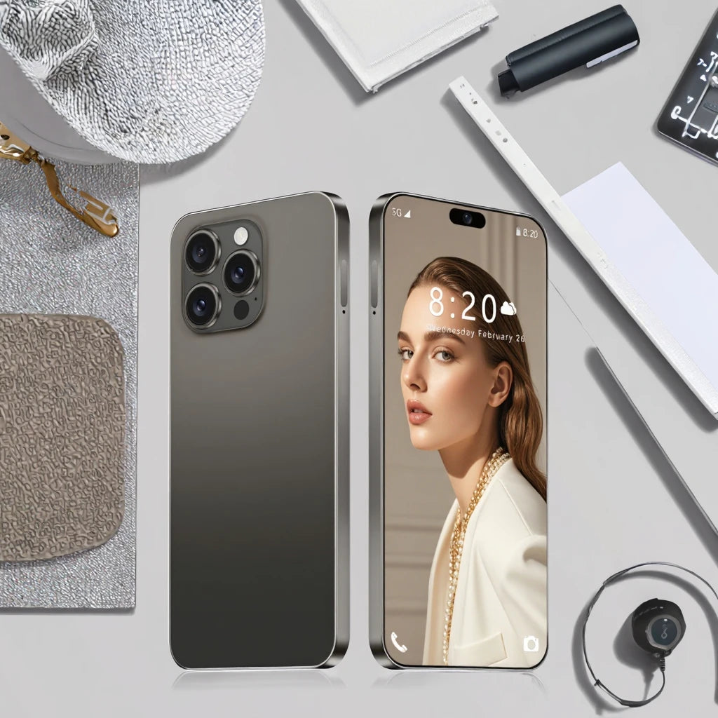 Tidesmit I16 Pro Max Android smartphone with 7.3-inch 144Hz display, 16GB RAM, 1TB storage, and 108MP camera.