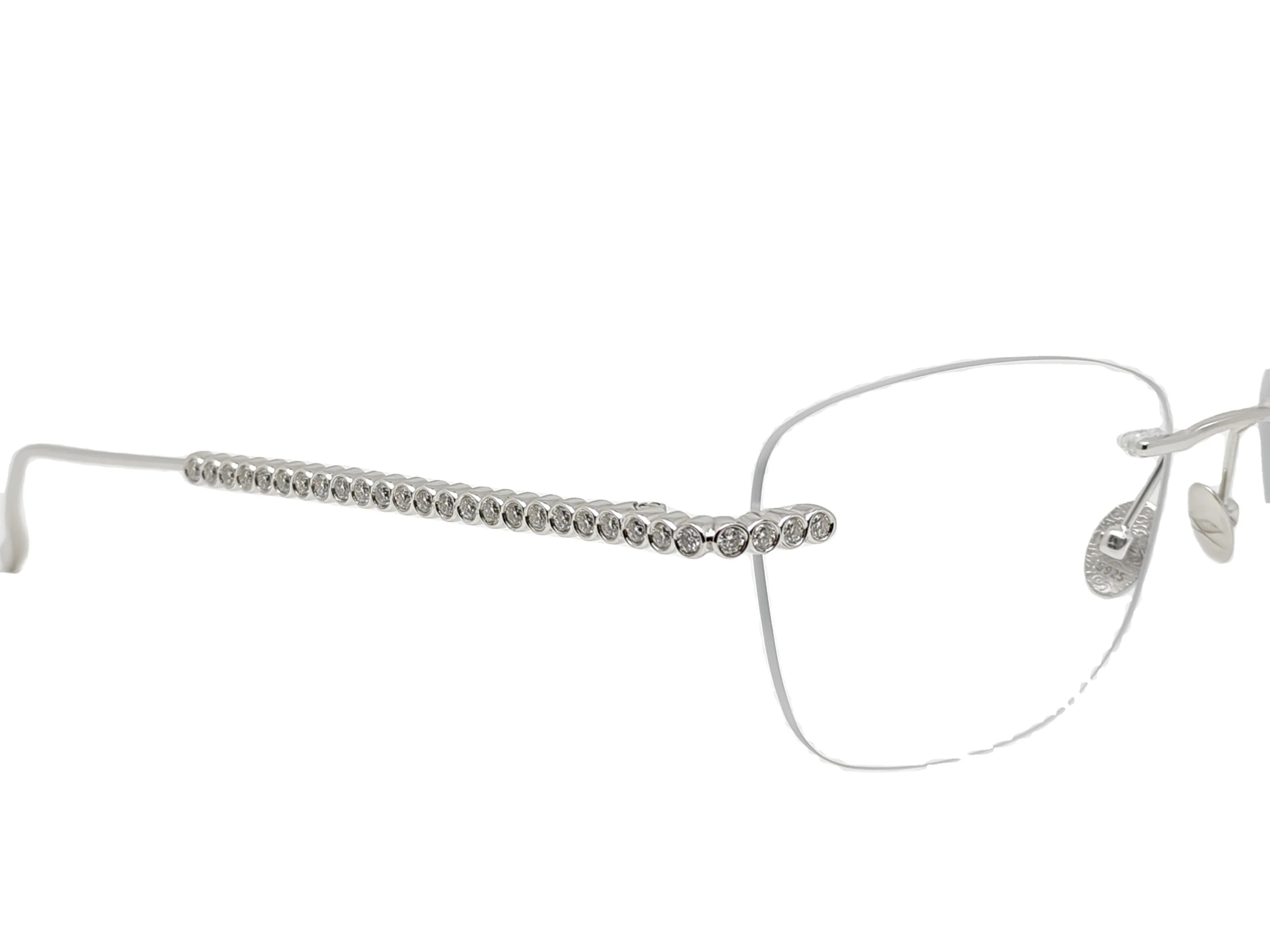 Latest Popular Design 925 Silver Diamond-Set Luxury Unisex Rimless Rectangle Glasses Lightweight Premium Quality