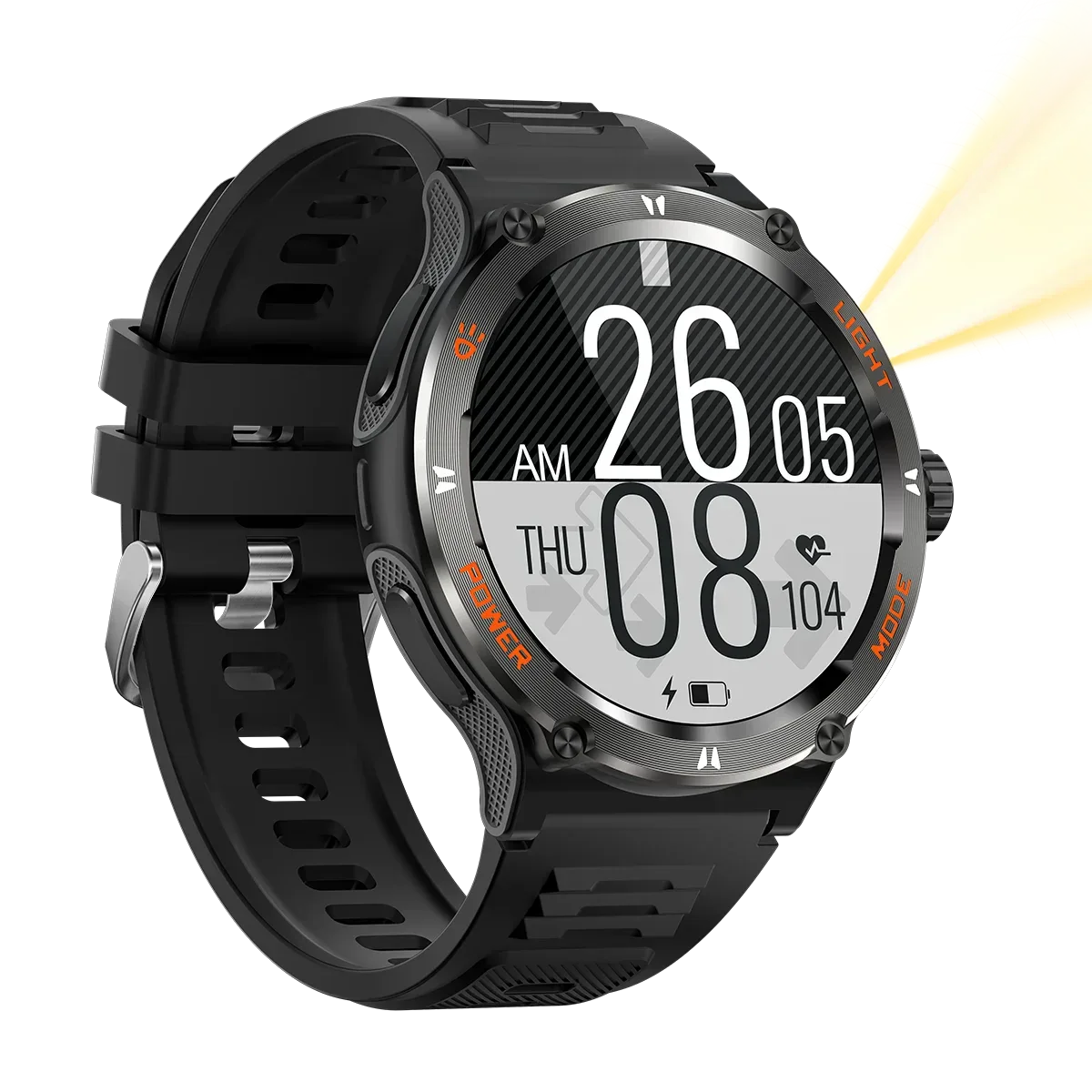 OEM ODM Supplier Electronic Digital KT76 Smartwatch Flashlight 3ATM Waterproof Swimming Running Sport Smart Watch for Men - Tidesmit