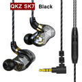 QKZ AK6 SK7 Copper Driver HiFi Wired Earphone with MIC Sport Running Headphones Bass Stereo Headset Music Earbuds fone de ouvido SK7 Black Tidesmit