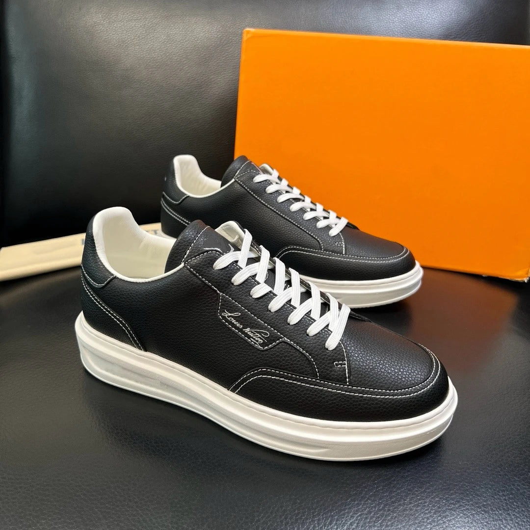 High Quality Designer Style Men Luxury Leather Sneakers Classic Versatile Business Casual Skate Shoes for Daily Commute