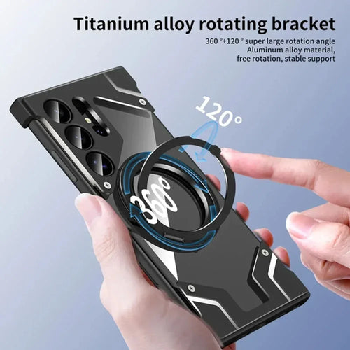 2025 Case Para for iPhone Luxury Metal Phone Case S24 Ultra Cover High Quality Rotating Bracket Magnetic Transparent Cover - Tidesmit