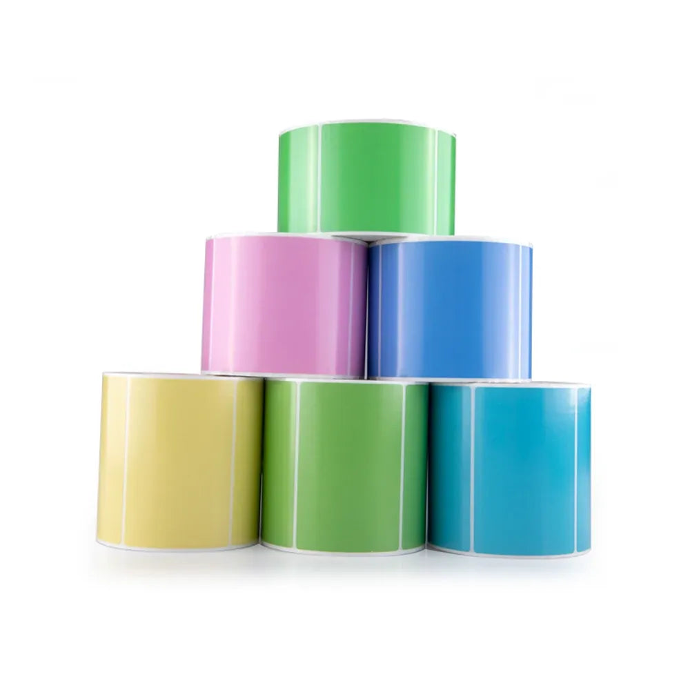 Waterproof logo wall paint label stickers, mixed-color rolls in stacked strips