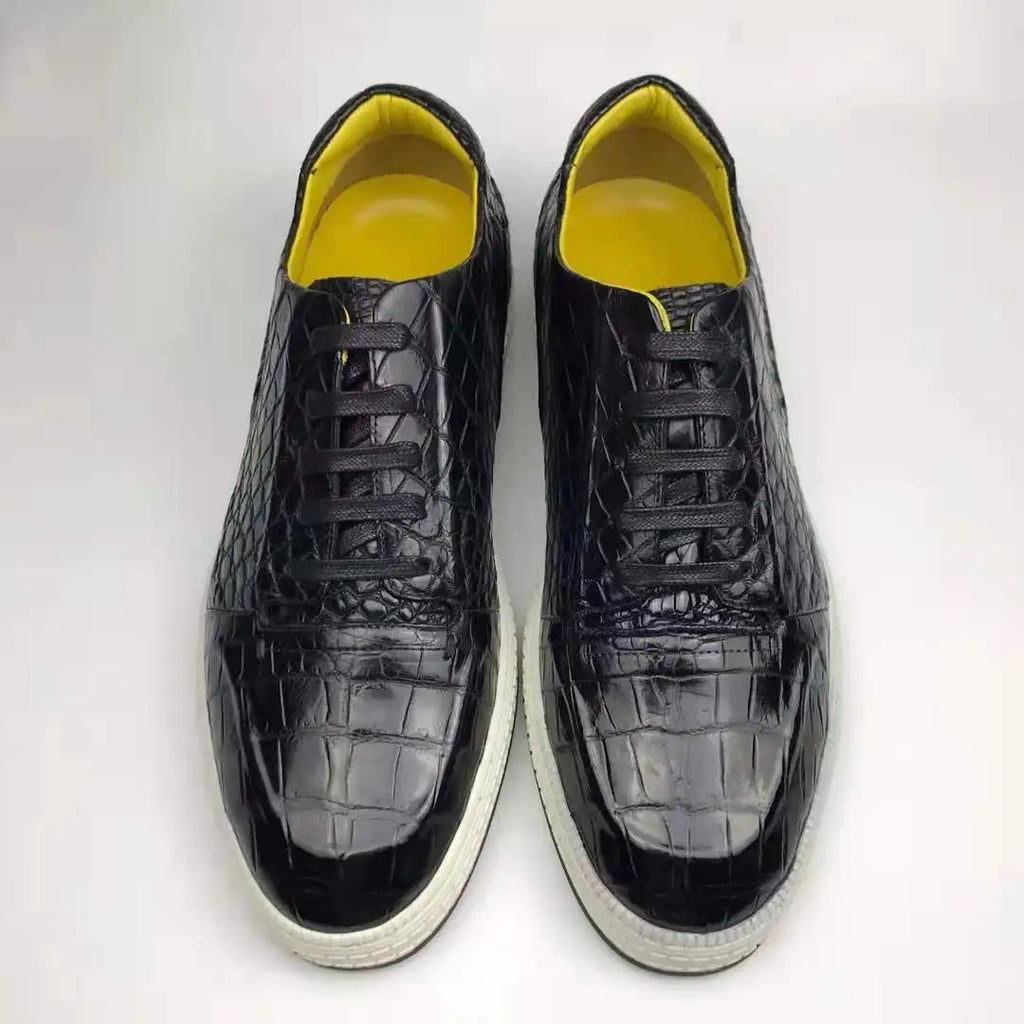 Crocodile Leather New Comfortable China Shoes Men's Sneakers Handmade Ladies Shoes Sneakers Custom Walking Sports Shoes Men