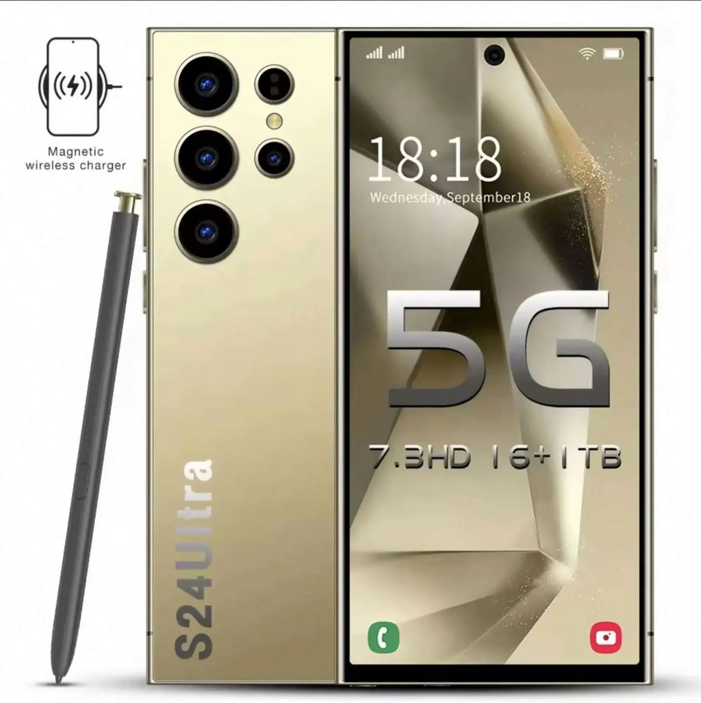 S24 Ultra 5G Smartphone 16GB/1TB - 7.3 Inch Gold AMOLED Display Tidesmit