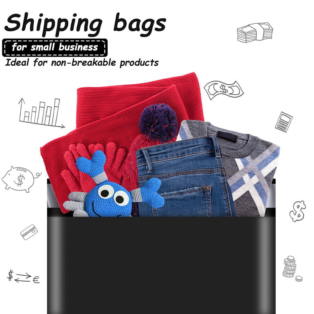 100 Pcs 10x13 Inches Black for Poly Mailer Thick Self-Sealing Waterproof for 2-Day Shipping 5-Day Delivery for Apparel