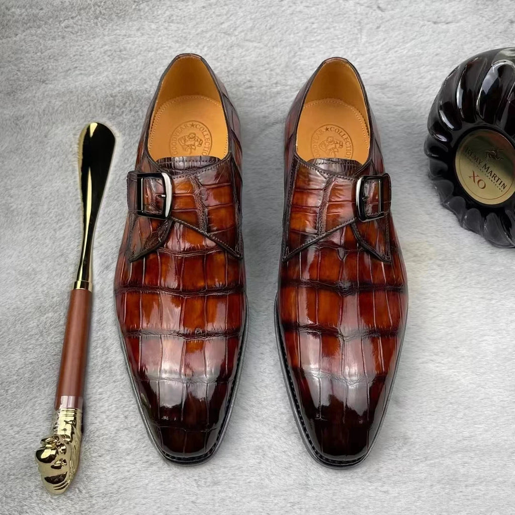 Handmade Luxury Formal Shoes for Men Genuine Crocodile Leather Branded Shoes Men High Quality Office Dress Shoes