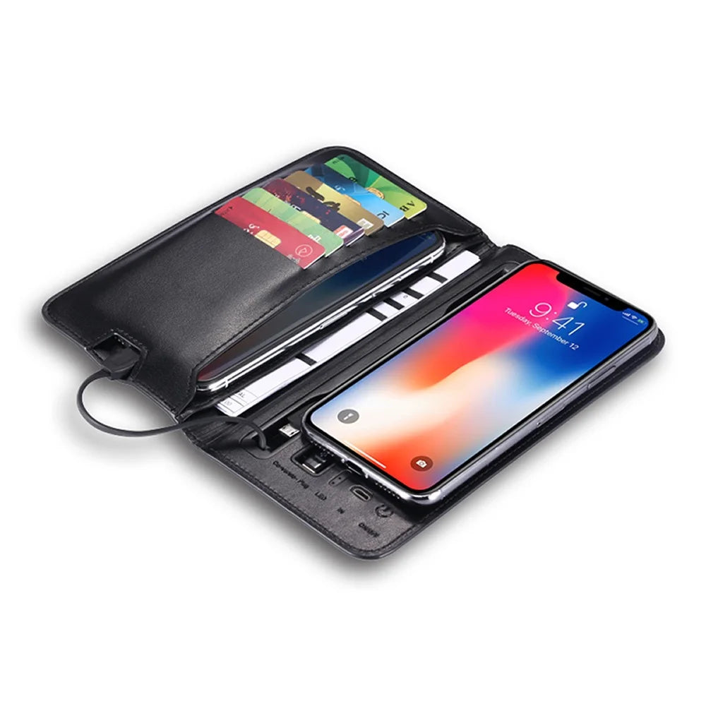 Power bank charger-Business Style Promotional Gift Portable Phone Jack Charger Power Bank Wallet with Card Holder and Personalized Design for Men Tidesmit