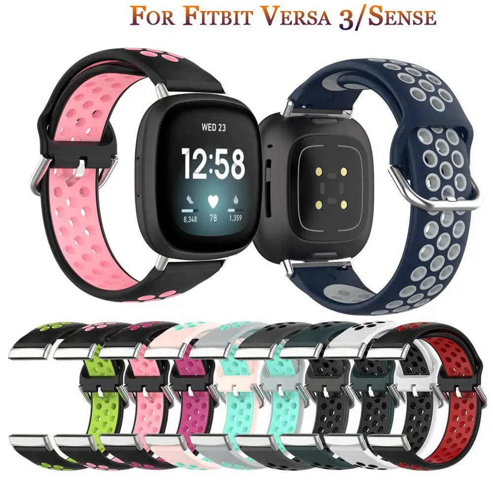 Tidesmit soft silicone colorful sport strap for Fitbit Versa 3, 4 and Sense smartwatches