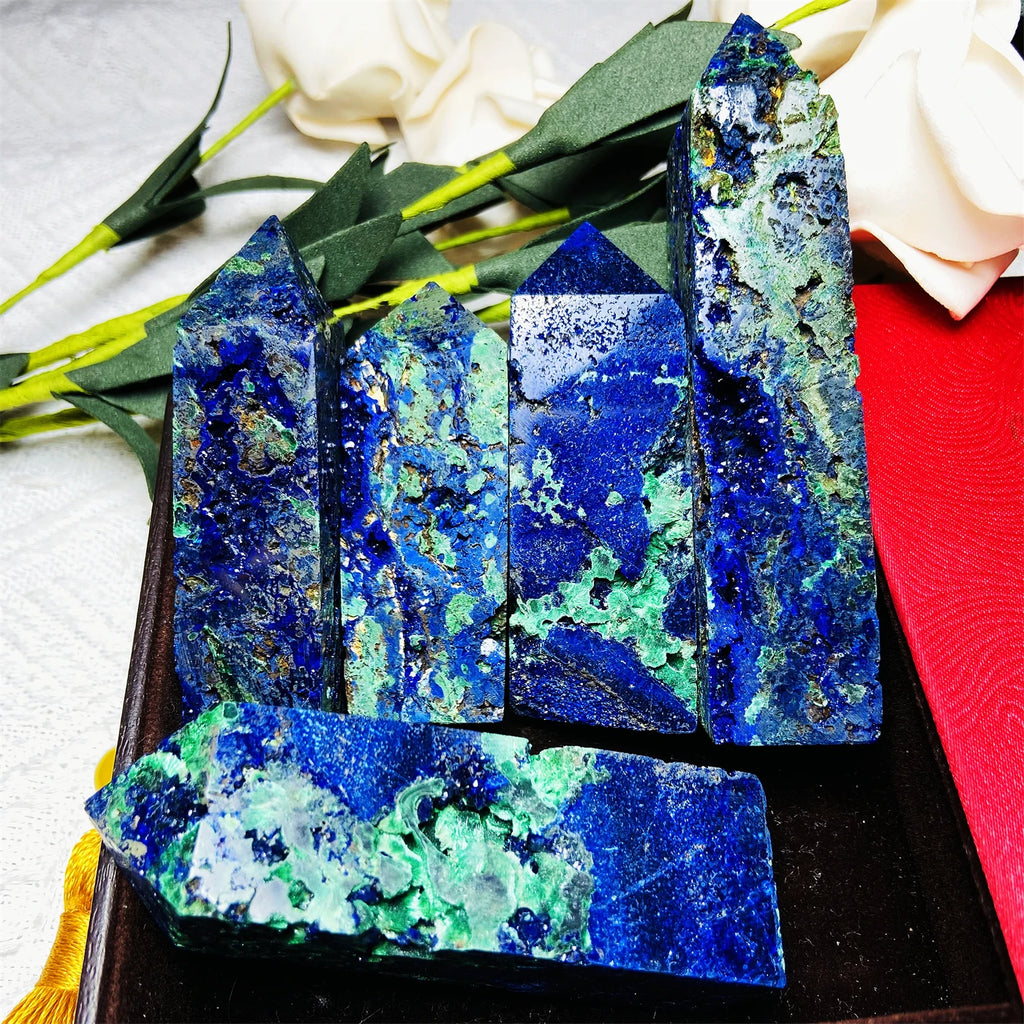 Wholesale Crystal Point Crystals Healing Stone Blue Malachite Wand Rare Azurite Tower for Home Decor