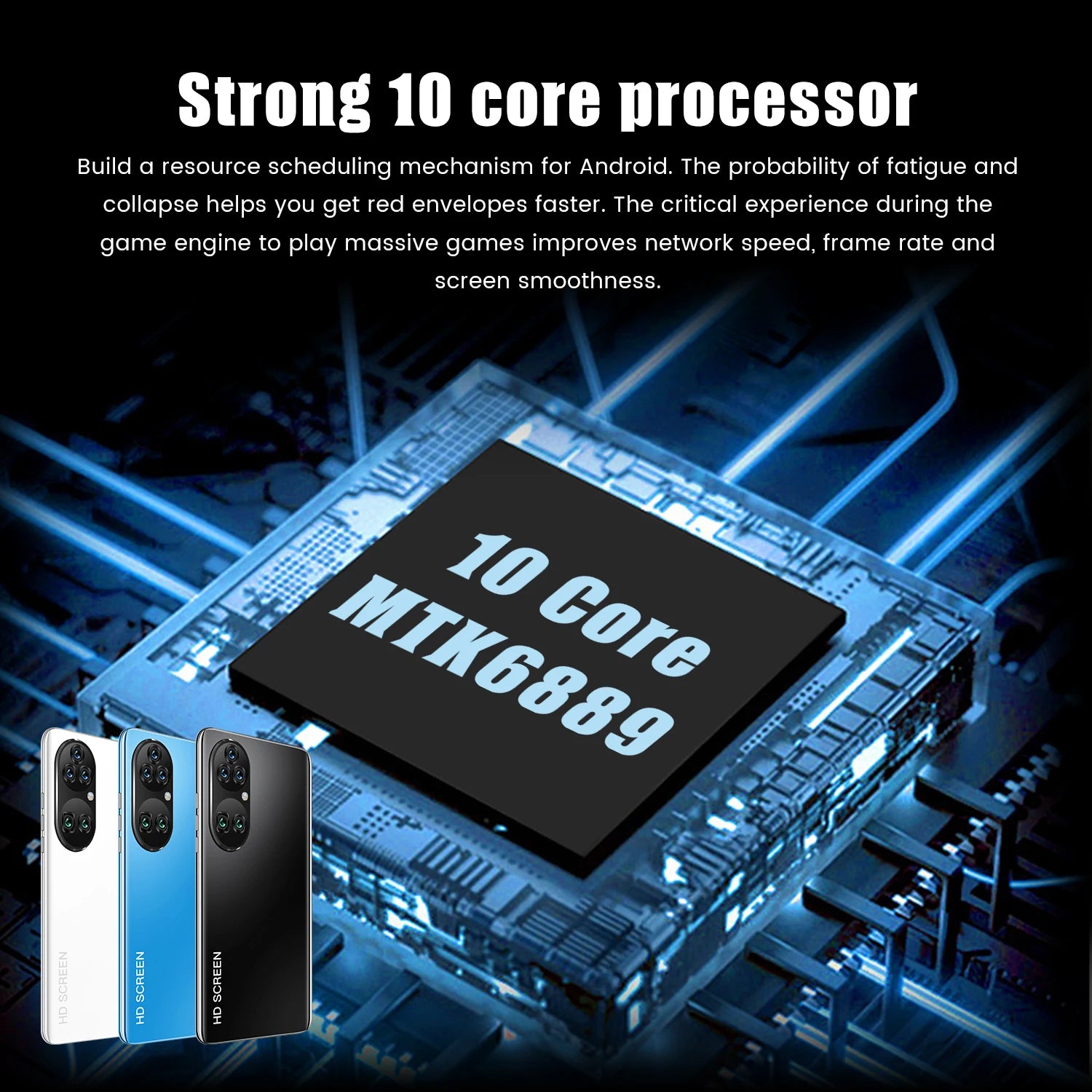 New P60 Pro 7.8 Inch 10 Core Smart Phone 16GB+512GB 4K HD GPS Navigation 5G Android SmartPhone 40+48MP Game Mobile Phone - Tidesmit